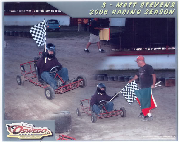 8/11/2006 – Matt Stevens wins Oswego Speedway Dirt Kartway Track’s Gas Stocker Kart Division Feature… Again…