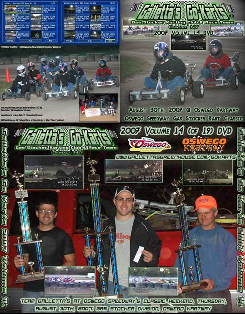 8/30/2007 – Chris Stevens wins 1st Annual Oswego Speedway Dirt Kartway Classic (50-Laps/16-Karts) & Galletta’s Chris, Wes & Matt Stevens SWEEP Podium! +YouTube