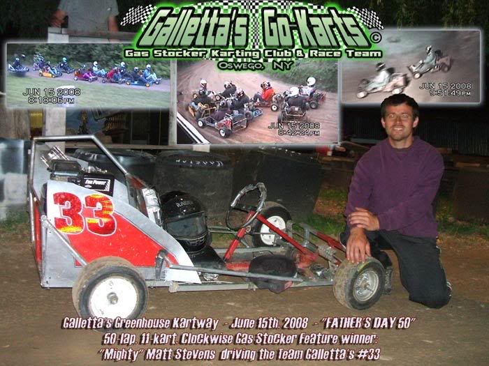 6/15/2008 – Matt Stevens Survives Pileup to win 11-kart/50-Lap Father’s Day ’08 Race! +YouTube Vid!