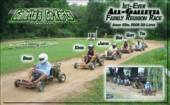 8/23/2009 – Galletta ’09 Family Reunion 15-Kart Races Won by Brian Galletta & Matt Stevens (+YouTube)