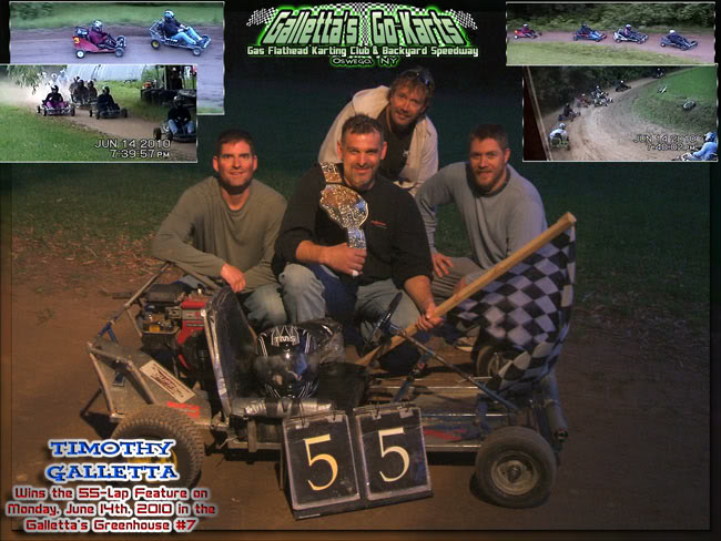 6/14/2010 – Tim Galletta Wins His 1st, a 12-Kart, 55-Lap Feature! (+YouTube Videos)