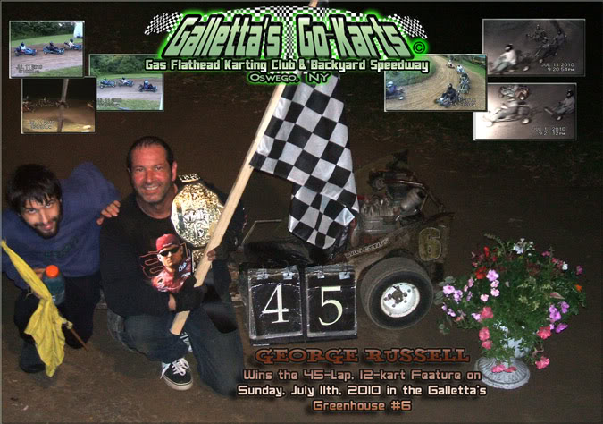 7/11/2010 – 7th Winner in 7 Races, George Russell Takes Career 1st in Galletta’s #6, 13-karts, 45-laps (+YouTube)