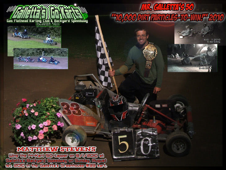 8/1/2010 – 15-Kart/45-Lap Mr. Oswego Karting Race goes to Matt Stevens for his 1st win of ’10! (+YouTube)