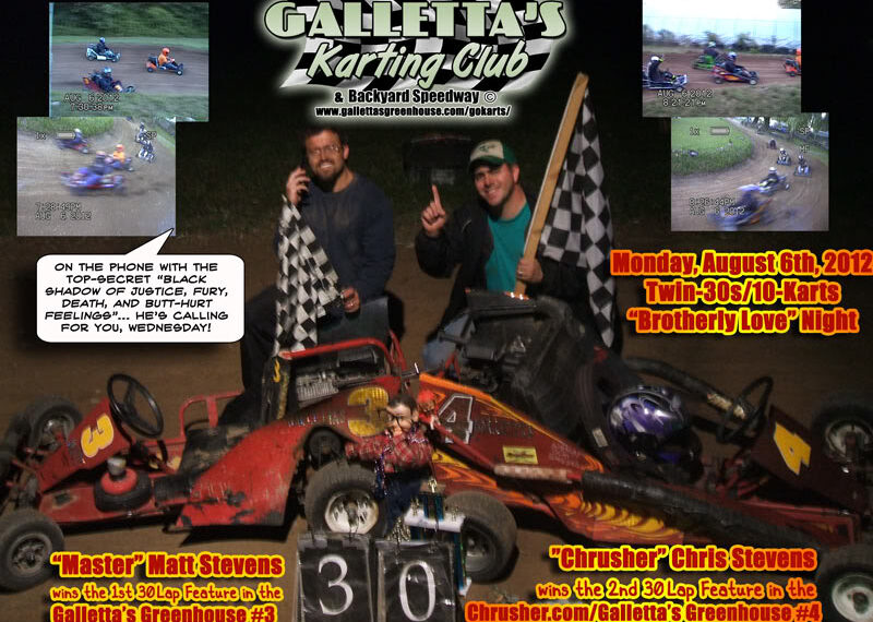 8/6/2012: “Brotherly Love” – Raindate Twin-30s won by 1-2 in NY State Karting, Matt & Chris Stevens! +YouTube Videos!