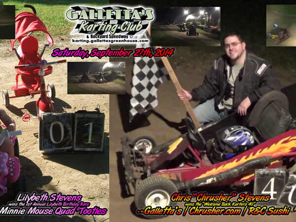 9/27/2014 – Chris Stevens wins the “Welcome Back Karters!” 40 in the Chrusher.Com/Galletta’s/R&C Sushi #4 +YouTube