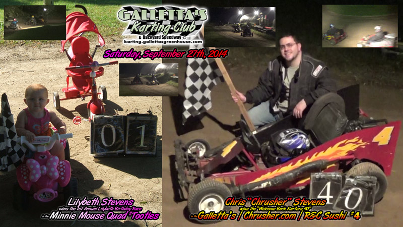 9/27/2014 – Chris Stevens wins the “Welcome Back Karters!” 40 in the Chrusher.Com/Galletta’s/R&C Sushi #4 +YouTube