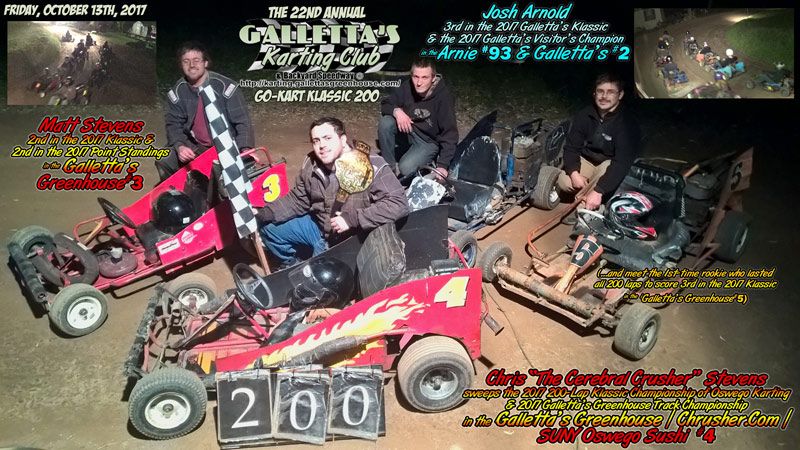 2017/10/13 – 22nd Annual Galletta’s Greenhouse Go-Karting Klassic 200 [+YouTube Video]