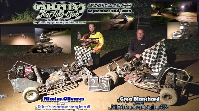 9/2/2019 – Labor Day Twin-25 Features won by Nicolas Olivares & Greg Blanchard! [+YouTube]