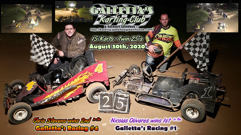 8/30/2020 – 15-Karts/Twin 25s Won by Nicolas Olivares and Chris Stevens [+YouTube]
