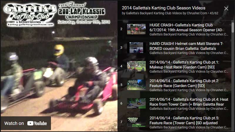 Galletta’s Karting Club’s 19th Annual Points Season – 2014!
