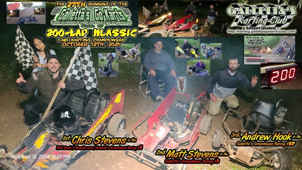 2024/10/12 – The 27th Running of the Galletta’s Karting Klassic – 200 Laps! [+YouTube]